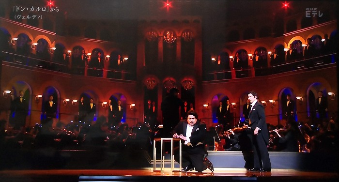 NHKニューイヤーオペラコンサート「ドン・カルロ」友情の二重唱　宮里直樹・大西宇宙、ステージ全景
